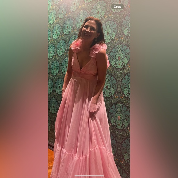 Mac Duggal Ruffle Tiered Cut-Out Chiffon Gown in Blush - Picture 6 of 6